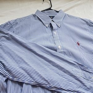 Ralph Lauren Blue Striped Button down dress shirt